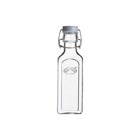 KILNER CLIP SQUARE glass canning jar in clear with metal clip lid for preserving foods.