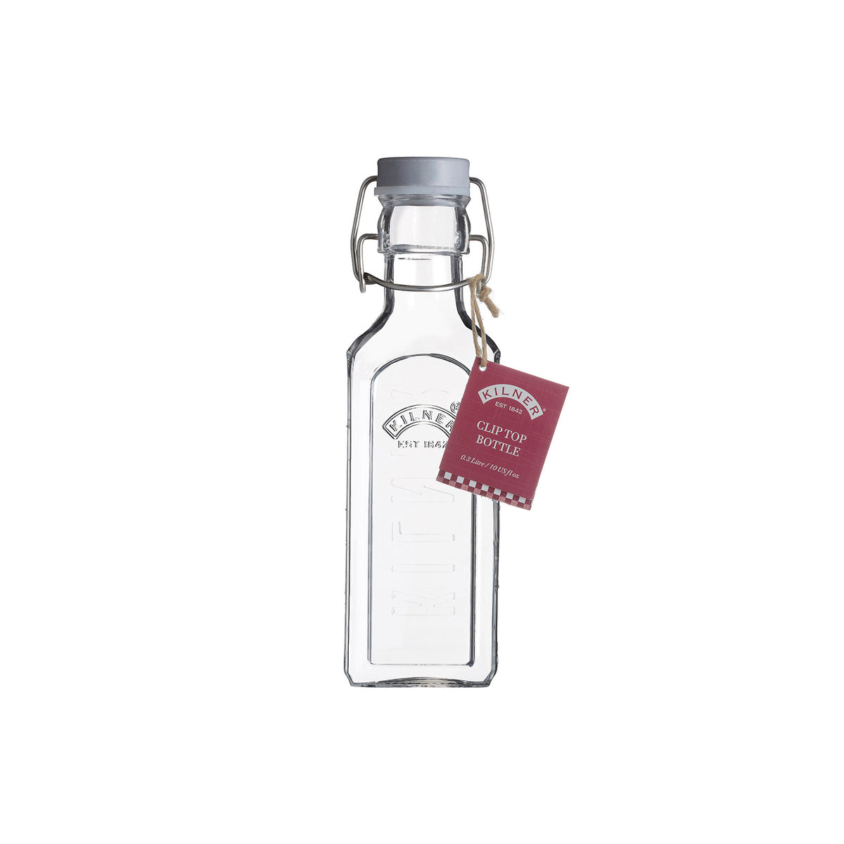 KILNER CLIP SQUARE glass canning jar in clear, square shape with metal clip lid, used for preserving and storing food.