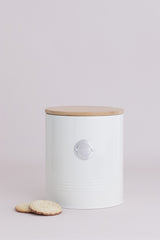 TYPHOON Vorratsbehälter in pastellcreme, LIVING collection, with clear lid and cylindrical shape for kitchen storage.