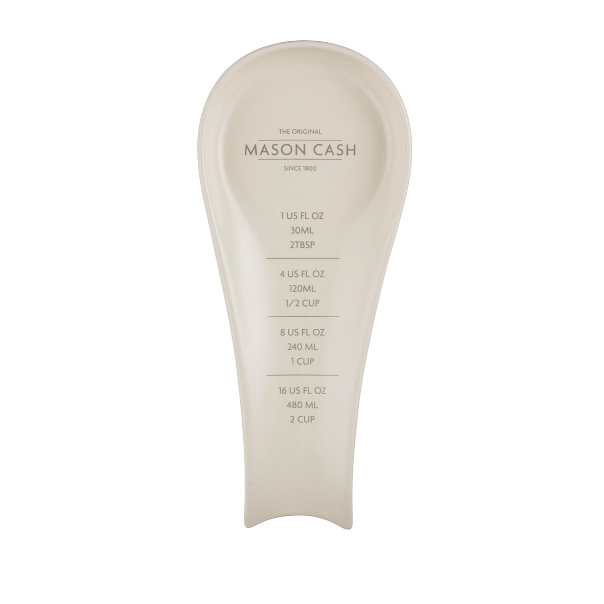 White Mason Cash spoon rest, 25 cm long, with a simple rectangular design, ideal for holding kitchen utensils while cooking.