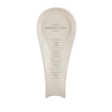 White Mason Cash spoon rest, 25 cm long, with a simple rectangular design, ideal for holding kitchen utensils while cooking.