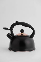 Black P & K Wasserkessel kettle with a sleek design, featuring a curved handle and spout for boiling water.