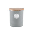 TYPHOON Vorratsbehälter in Pastellgrau, LIVING series, with a clear lid for storing dry goods and kitchen essentials.