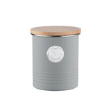 TYPHOON Vorratsbehälter in Pastellgrau, LIVING series, with a clear lid for storing dry goods and kitchen essentials.