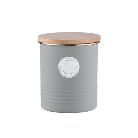 TYPHOON Vorratsbehälter in Pastellgrau, LIVING series, with a clear lid for storing dry goods and kitchen essentials.
