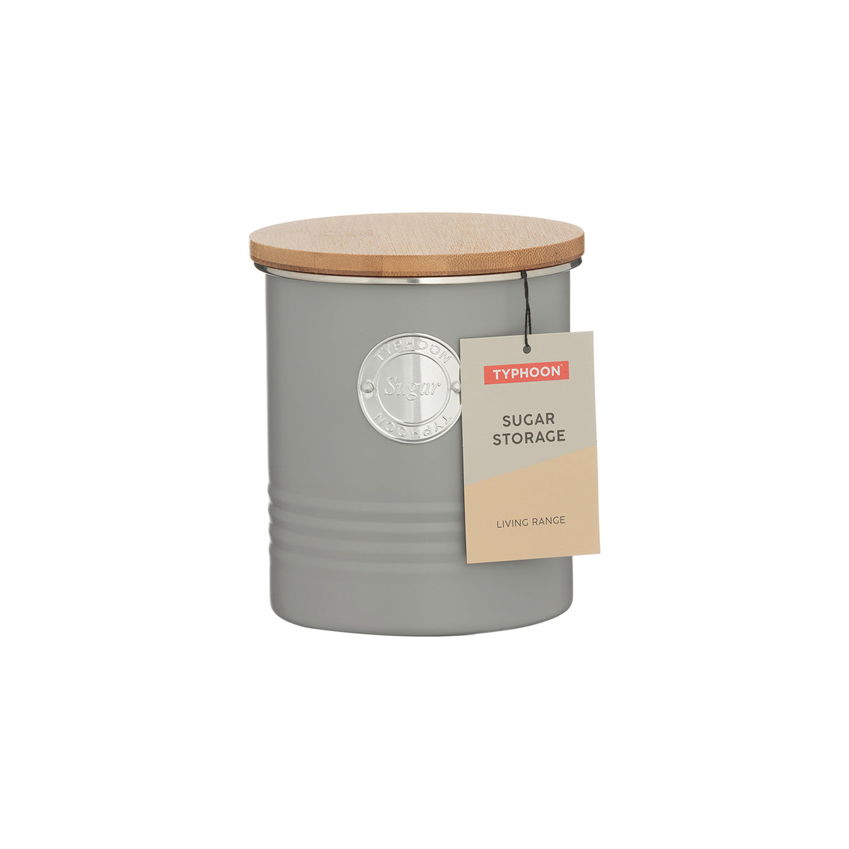 TYPHOON Vorratsbehälter in Pastellgrau, LIVING series, with a rectangular storage container and a black lid.
