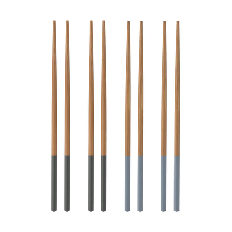 Set of four TYPHOON wooden Asian chopsticks, traditional bamboo utensils for Asian cuisine dining.