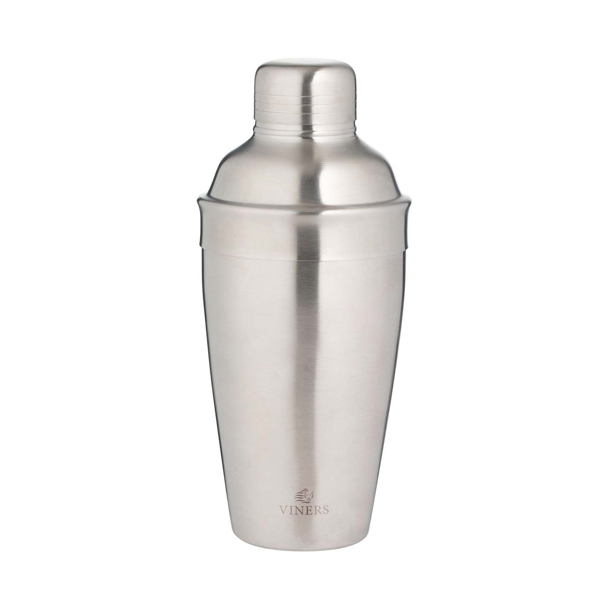VINERS stainless steel cocktail shaker with a sleek silver finish, perfect for mixing drinks in style.