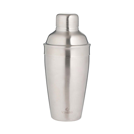 VINERS stainless steel cocktail shaker with a sleek silver finish, perfect for mixing drinks in style.