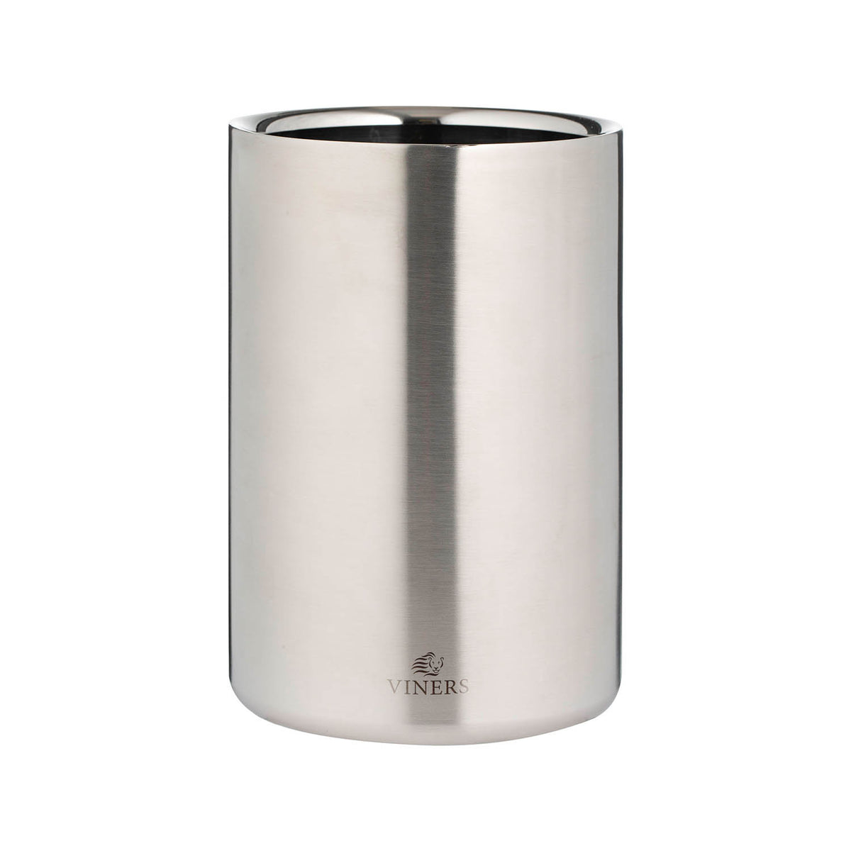 VINERS stainless steel wine cooler in silver with sleek, modern design, perfect for chilling wine bottles elegantly.