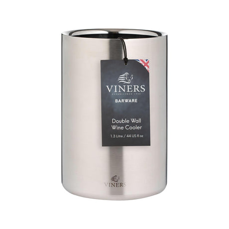 VINERS stainless steel wine cooler in silver, sleek and insulated for chilling wine bottles.