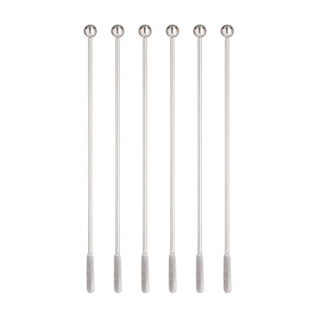 VINERS stainless steel cocktail stir sticks, silver, elegant bar tool for mixing drinks in a modern kitchen setting.