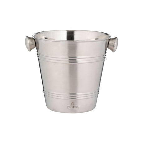VINERS stainless steel ice bucket in silver with a sleek, modern design, perfect for chilling beverages at events.