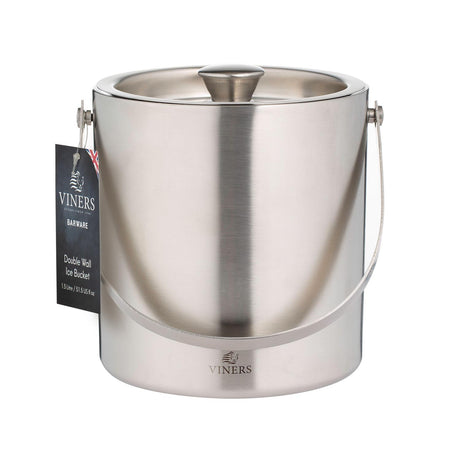 VINERS stainless steel ice bucket in silver with a sleek, modern design for chilling bottles and beverages.