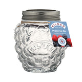 Transparent KILNER marmalade jar with screw-top lid, clear glass container for storing jams and preserves.