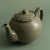 P & K Price & Kensington Teekanne with sage design, ceramic teapot for brewing herbal tea, white with green accents