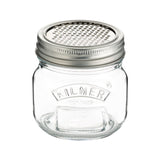 KILNER fine grater with glass container, clear plastic body, 250 ml capacity, perfect for zesting and grating in the kitchen.