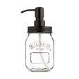 KILNER 0.5-liter soap and lotion dispenser with pump, made of clear glass, featuring a vintage-style design and metal accents.