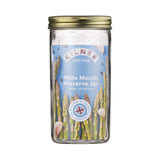 Clear KILNER canning jar with wide mouth, made of glass, showing the transparent, smooth surface and screw-top lid for preserving food.