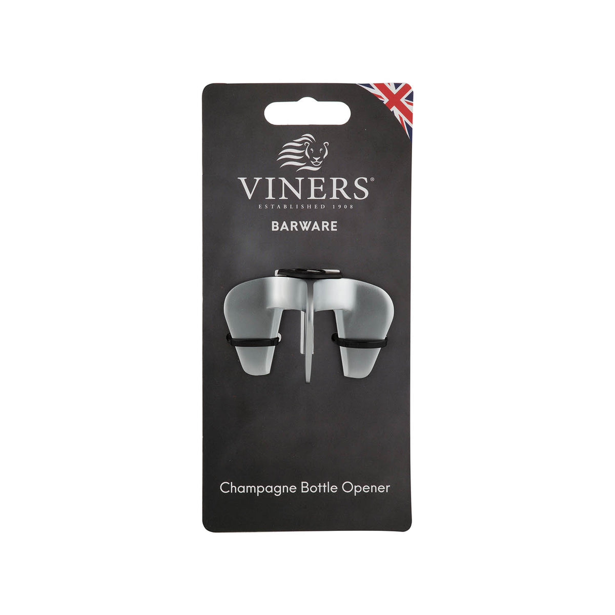 VINERS champagne opener with a sleek stainless steel design, featuring a corkscrew and foil cutter for easy champagne bottle opening.