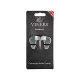 VINERS champagne opener with a sleek stainless steel design, featuring a corkscrew and foil cutter for easy champagne bottle opening.