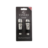 Silver VINERS pourer and stopper set with a sleek, polished design, ideal for wine bottles.