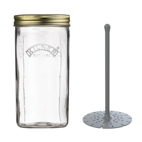 KILNER clear wide-mouth canning jar, glass storage container with metal lid for preserving and storing food.