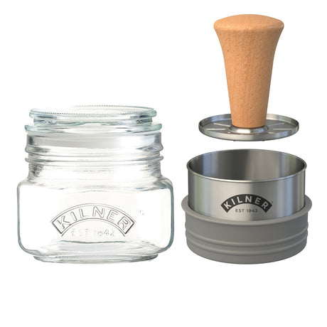 KILNER Gucamole-Set with 500ml clear container for making and storing guacamole, includes utensils and serving bowl.