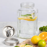 KILNER 3L clear and silver fridge drink dispenser with tap for beverages, made of glass with metal accents