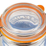 KILNER clear clip square canning jar with metal lid for preserving and storing food in a durable glass container