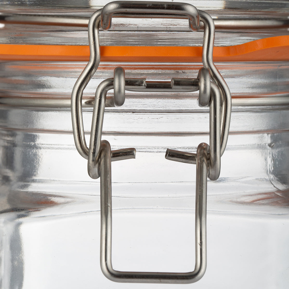 Clear KILNER Clip Square canning jar, 500ml, with metal clip lid for preserving jams and foods.