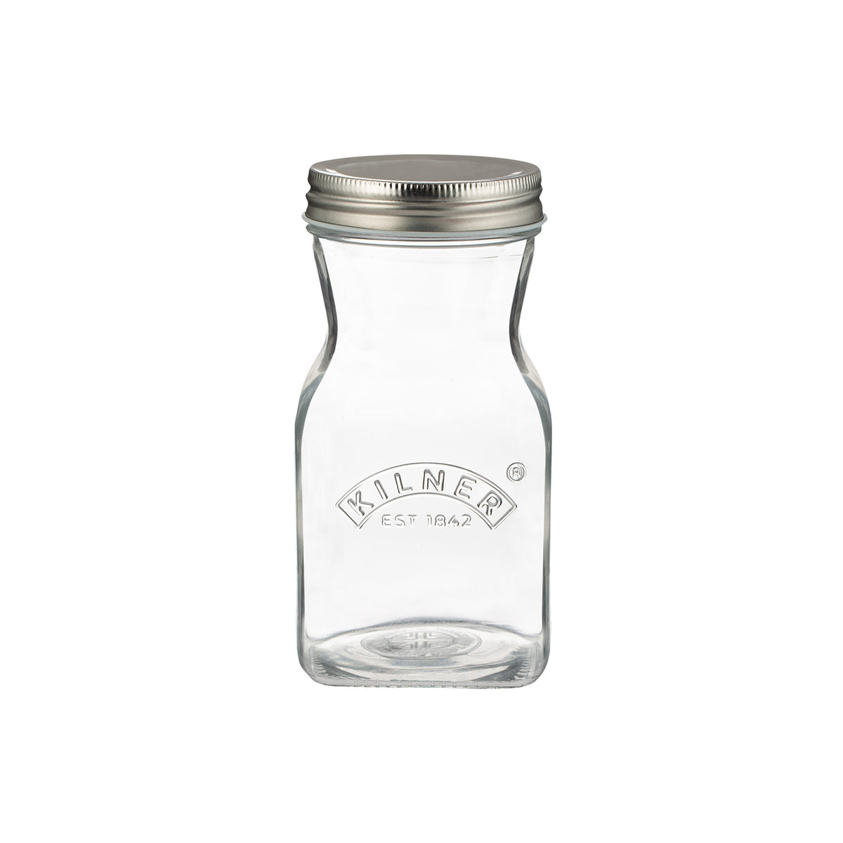 KILNER glass juice bottle with a clear, cylindrical design and screw-top lid for storing fresh fruit juice.