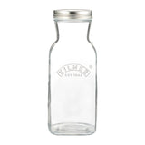 KILNER glass juice bottle with a clear, cylindrical design and metal screw cap for storing fresh fruit juices.