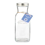 KILNER glass juice bottle with a classic design, transparent container for fresh homemade juice or beverages.
