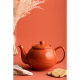 P & K Price & Kensington Teekanne teapot with orange pattern, ceramic with lid, decorative floral design, side view