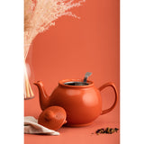 P & K PRICE & KENSINGTON Teekanne orange teapot with floral design and handle, made of ceramic material.
