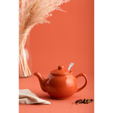 P & K Price & Kensington Teekanne porcelain teapot with orange design, featuring a classic shape and decorative patterns.