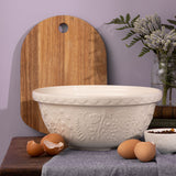 Mason Cash In The Meadow transparent mixing bowl with floral design, ideal for baking and kitchen prep.
