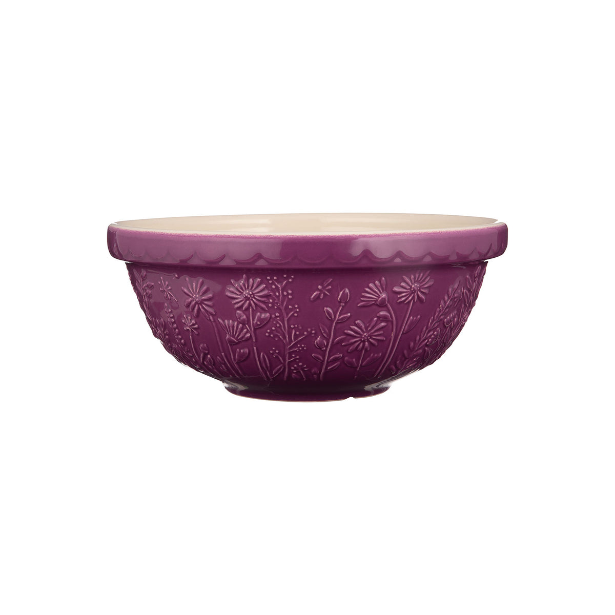 Transparent Mason Cash mixing bowl from the In the Meadow collection, showcasing a delicate floral pattern and spacious interior.