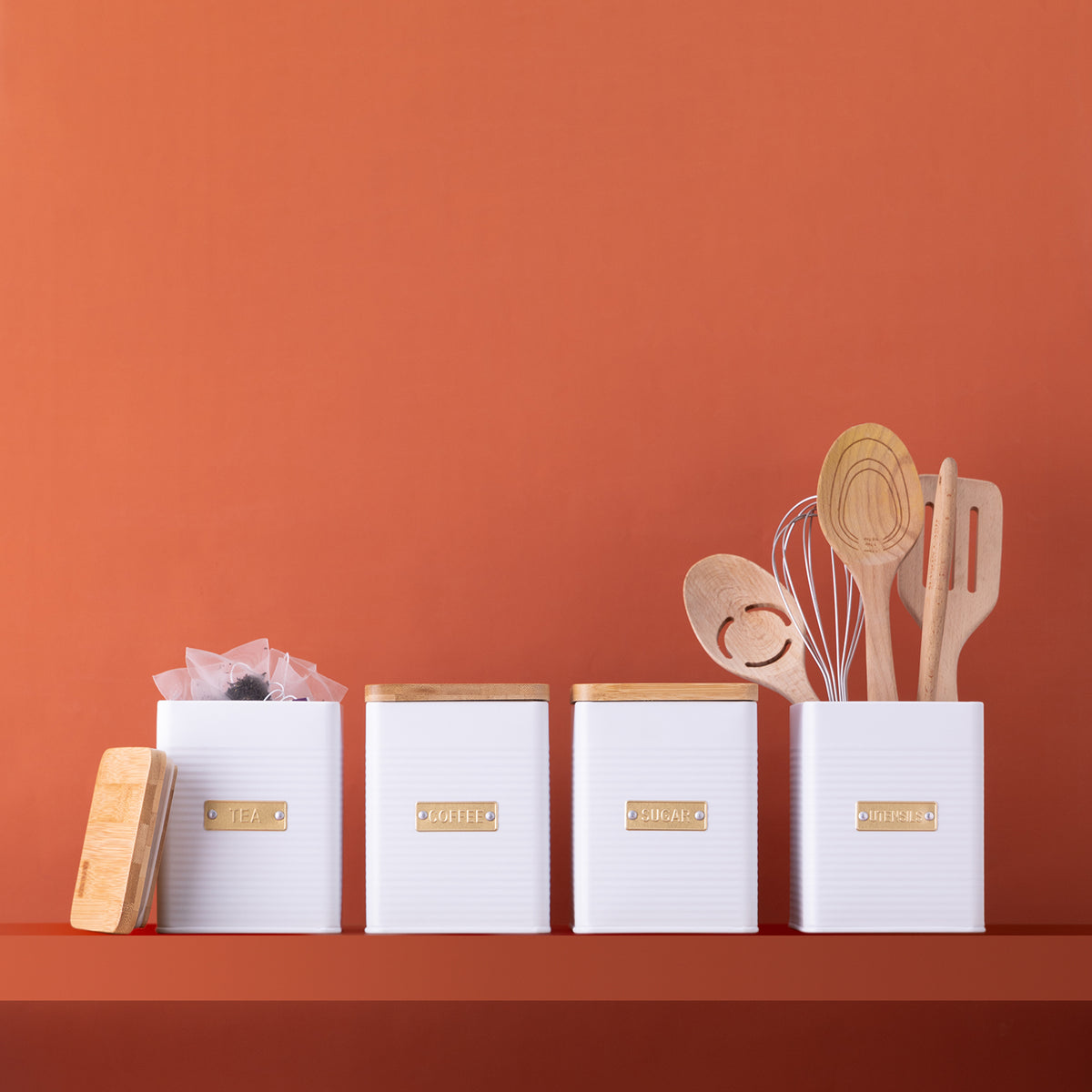 TYPHOON white storage container from the LIVING collection, with a sleek design and secure lid for kitchen organization.