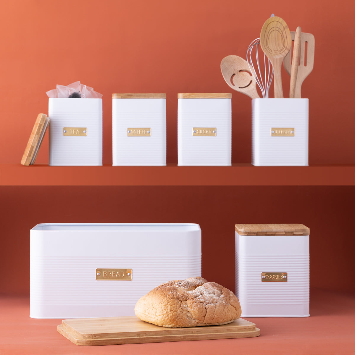 TYPHOON white Vorratsbehälter storage container with transparent lid for kitchen organization and dry food storage.