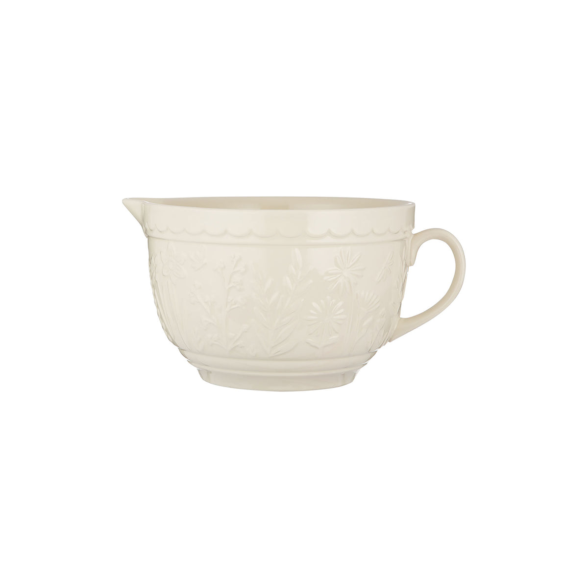 Mason Cash In The Meadow transparent mixing bowl with floral pattern, ideal for baking and kitchen prep.