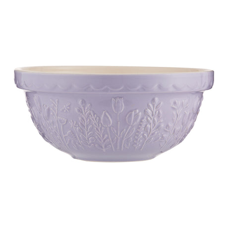 Mason Cash In The Meadow transparent mixing bowl with floral meadow design, large size, kitchen baking and mixing tool.