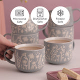 MASON CASH ceramic mug featuring tulip and sage floral design, 400 ml capacity, with a classic rounded shape and sturdy handle.