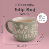 MASON CASH ceramic mug with tulips and sage floral design, 400 ml capacity, elegant and decorative for hot beverages.
