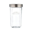 KILNER 0.5L rectangular storage jar with sieve lid for preserving and storing dry goods, made of clear glass.