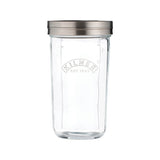 KILNER 0.5L rectangular storage jar with sieve lid for preserving and storing dry goods, made of clear glass.