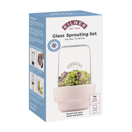 KILNER Kräuter-Frischeglas 500 ml, glass jar with fresh herbs and herbs stored inside, ideal for keeping herbs fresh.