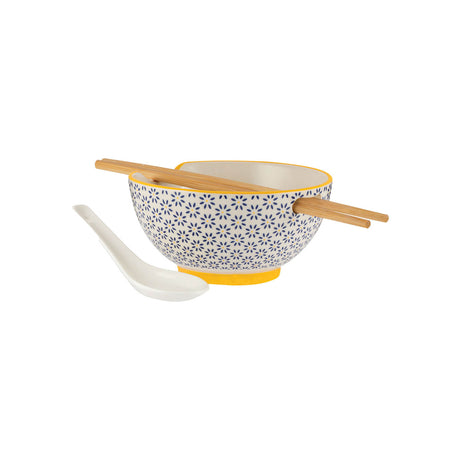 TYPHOON Asian rice and soup bowls, 2-piece set with blue design, ceramic dinnerware for Asian cuisine presentation.