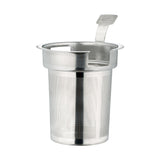P & K stainless steel tea strainer with fine mesh for brewing loose leaf tea, shown on white background.